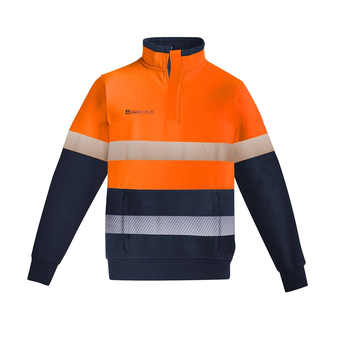 Syzmik Mens Orange Flame HRC 2 Hoop Taped 1/4 Zip Brushed Fleece
