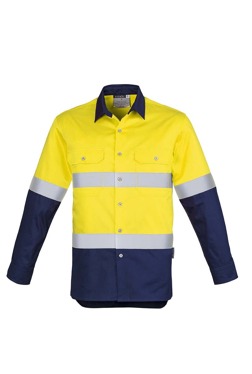 Syzmik Mens Hi Vis Spliced Industrial Shirt Hoop Taped