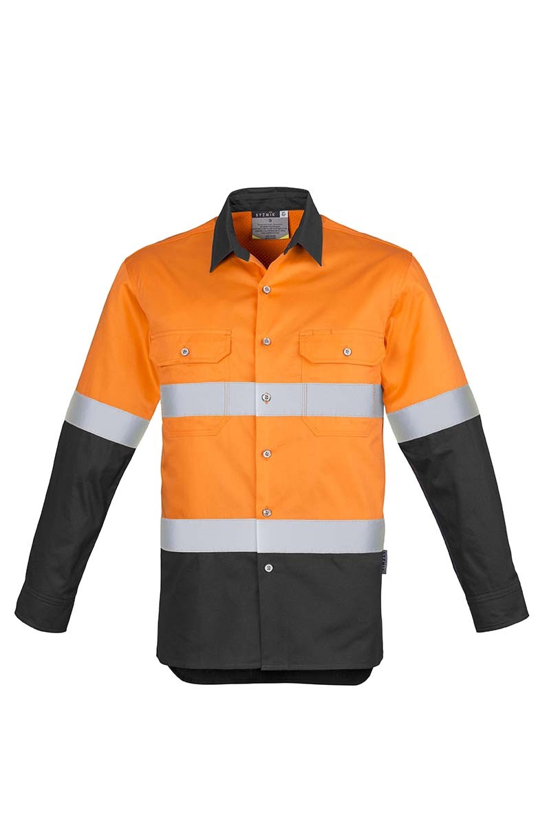 Syzmik Mens Hi Vis Spliced Industrial Shirt Hoop Taped