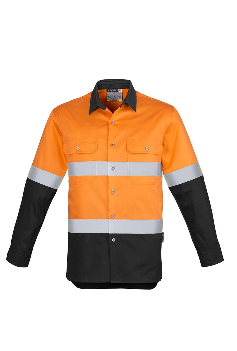 Syzmik Mens Hi Vis Spliced Industrial Shirt Hoop Taped