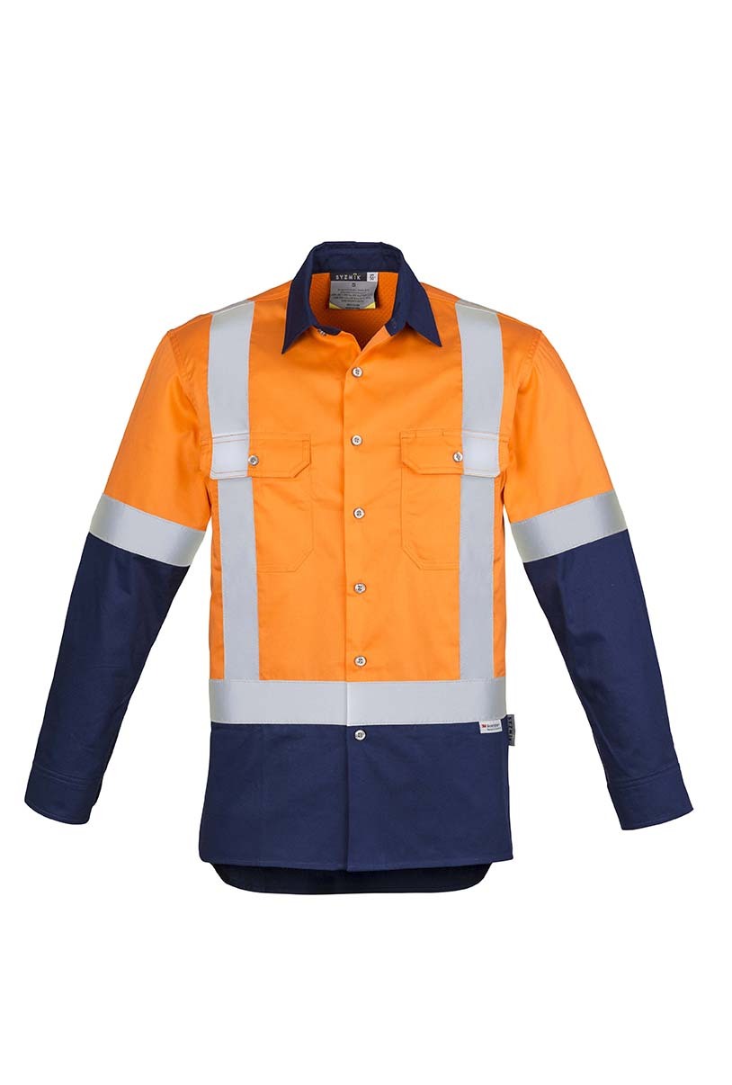 Syzmik Mens Hi Vis Spliced Industrial Shirt Shoulder Taped