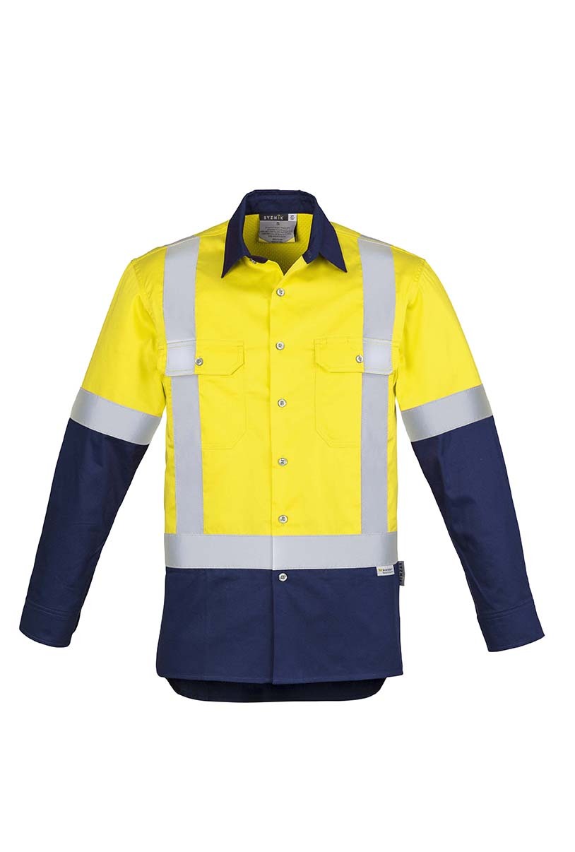 Syzmik Mens Hi Vis Spliced Industrial Shirt Shoulder Taped