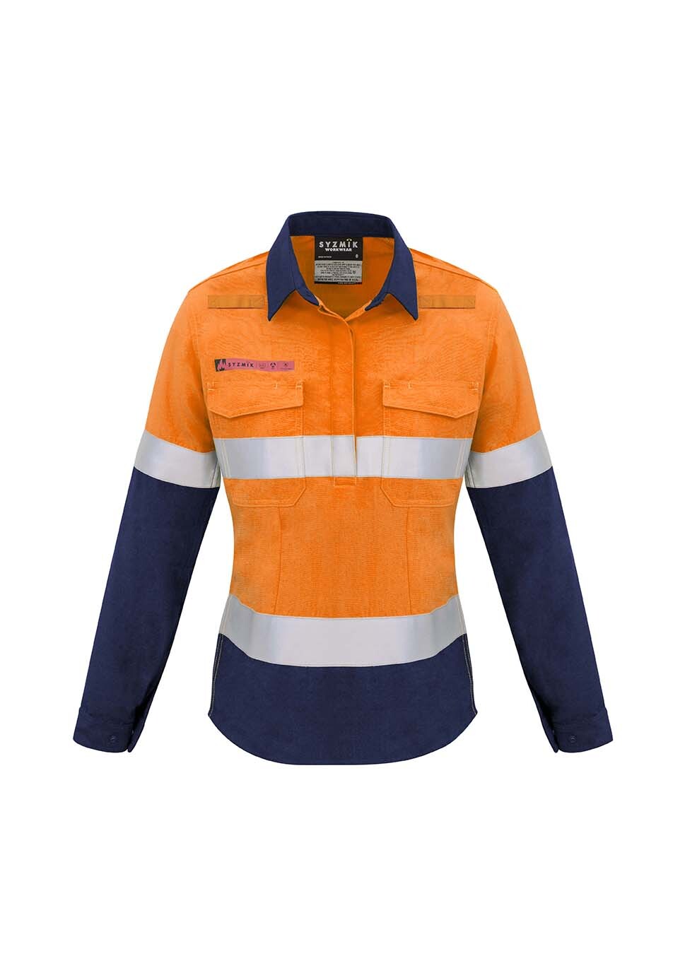 Syzmik Womens FR Closed Front Hooped Taped Spliced Shirt