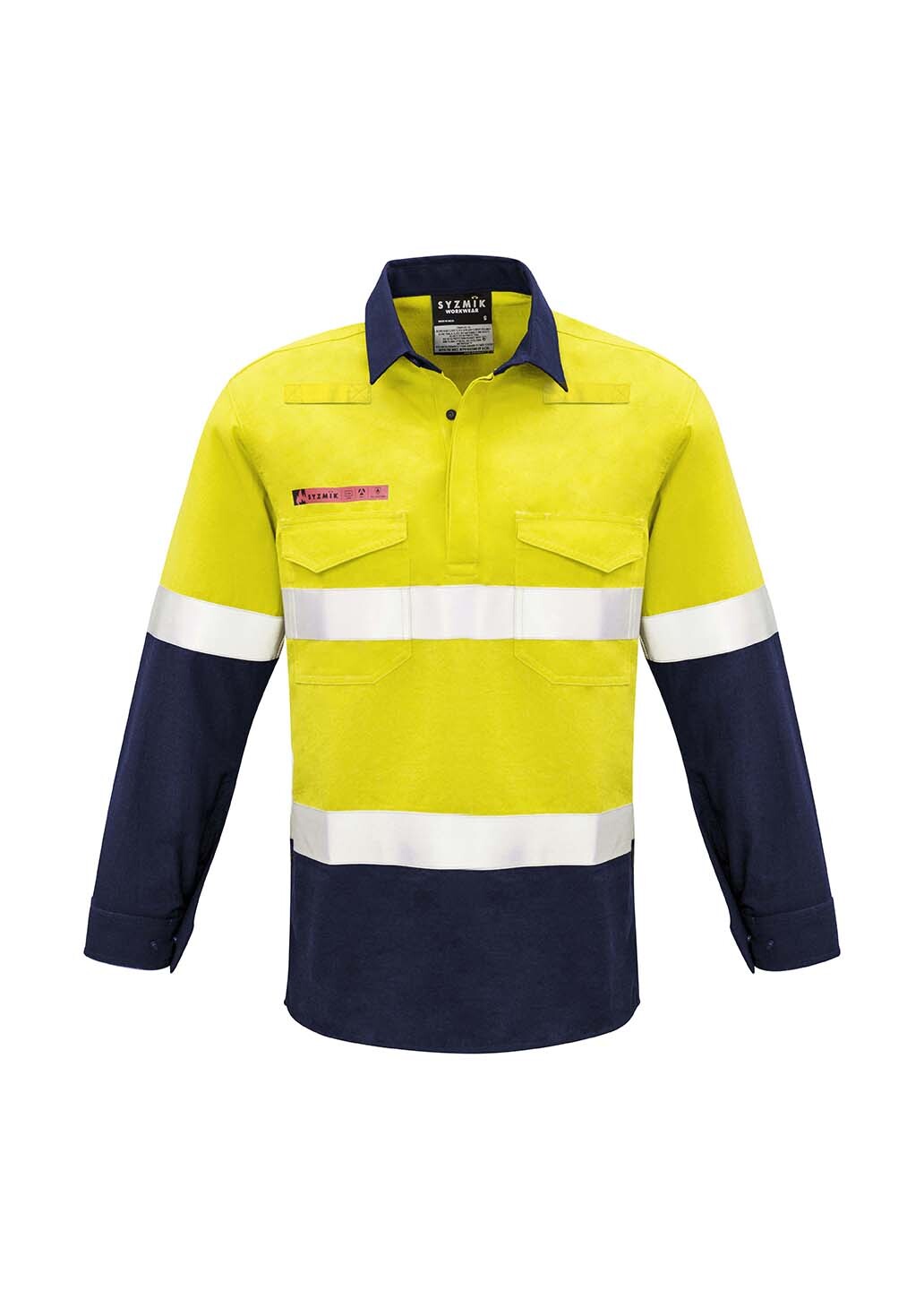Syzmik Mens FR Closed Front Hooped Taped Spliced Shirt