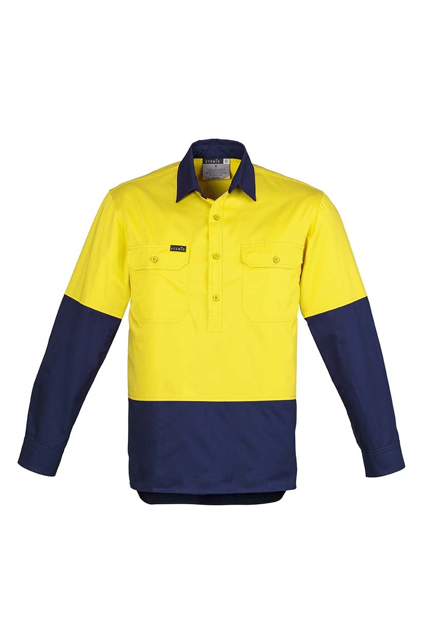 Syzmik Mens Hi Vis Closed Front L/S Shirt