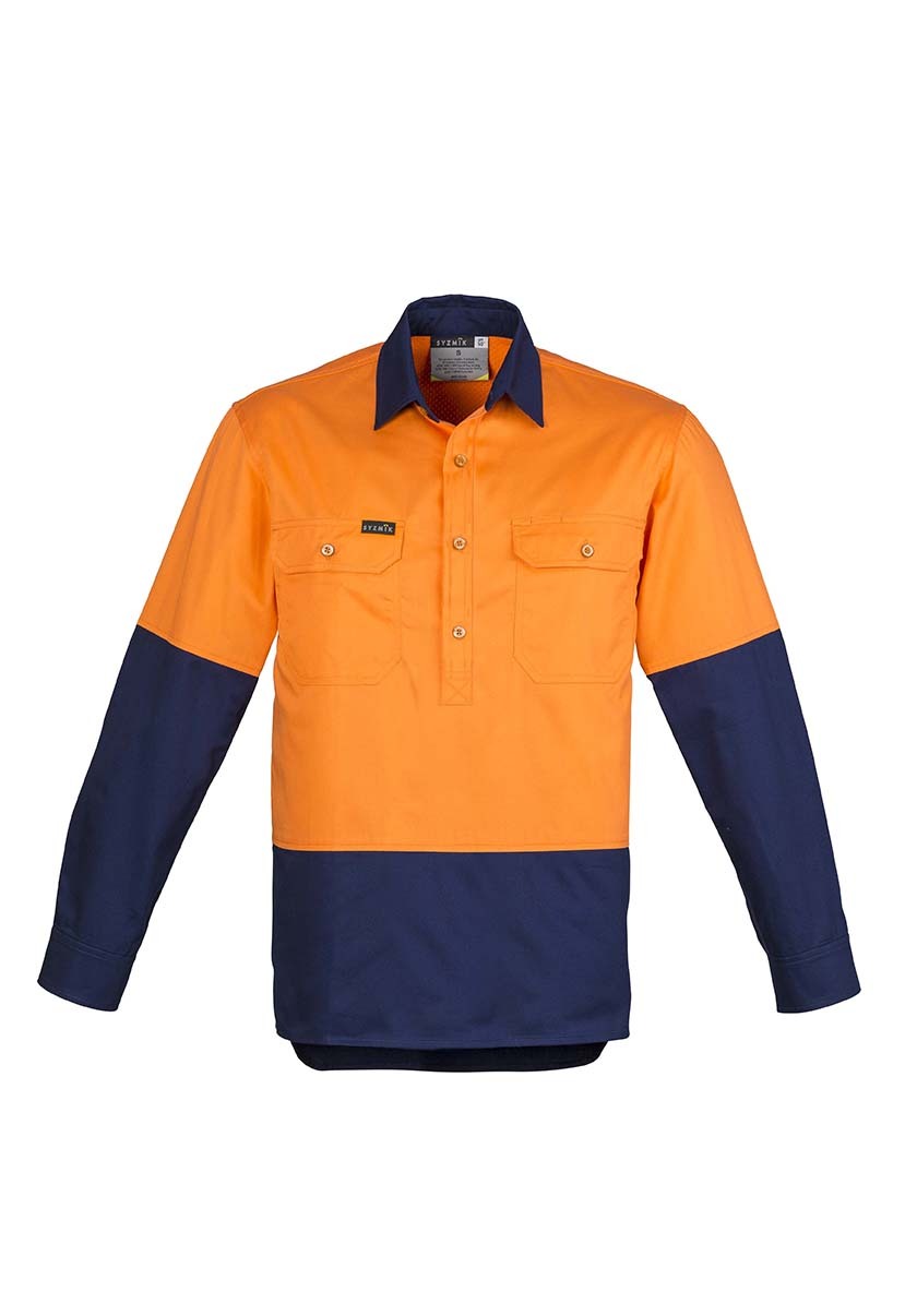 Syzmik Mens Hi Vis Closed Front L/S Shirt