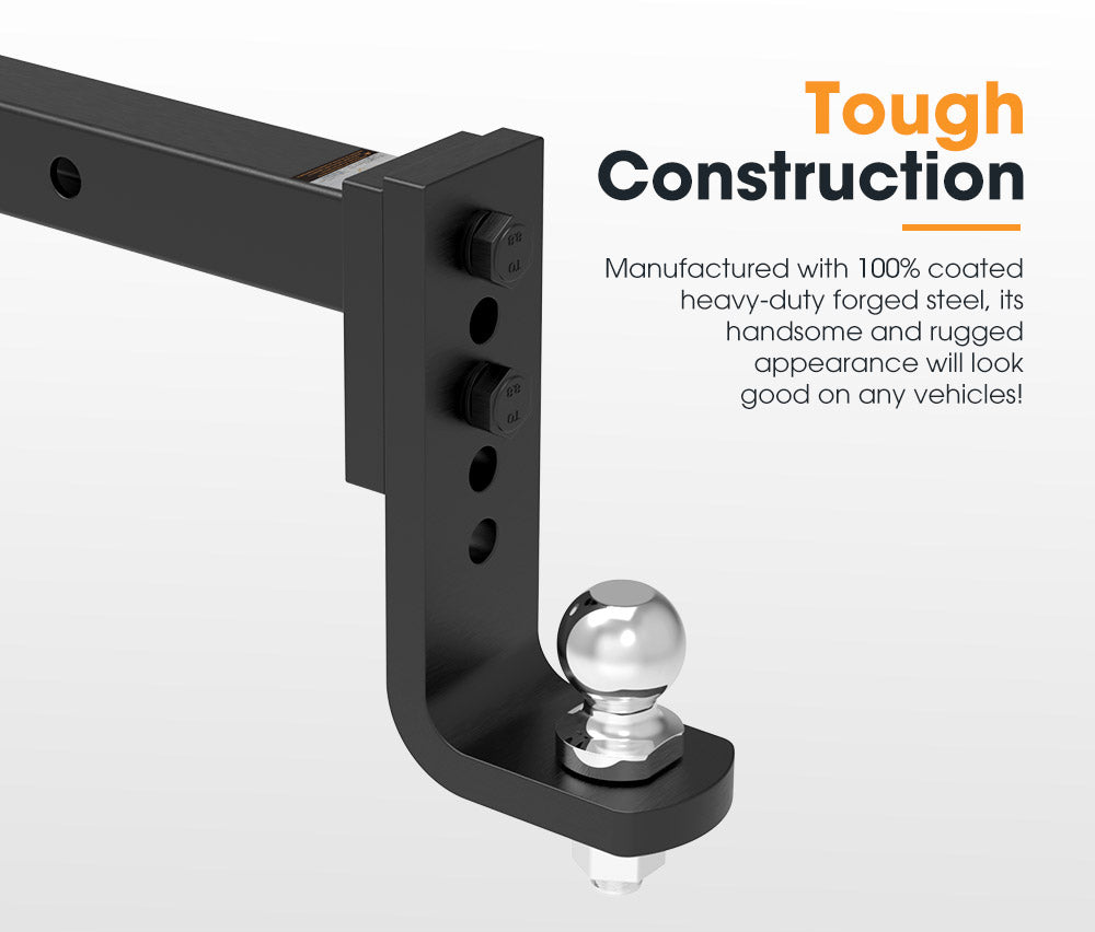 SAN HIMA Adjustable Towbar drop Tow Bar Ball Mount Tongue 2" Hitch Trailer 6000LBS 4WD Car