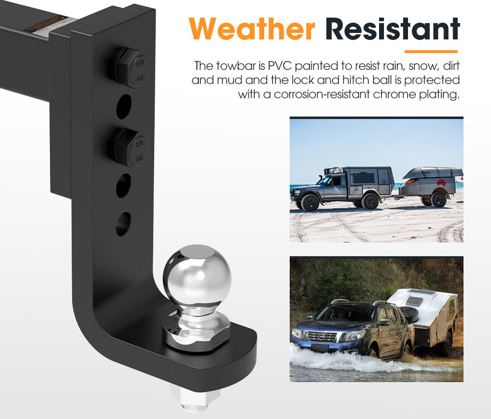 SAN HIMA Adjustable Towbar drop Tow Bar Ball Mount Tongue 2" Hitch Trailer 6000LBS 4WD Car