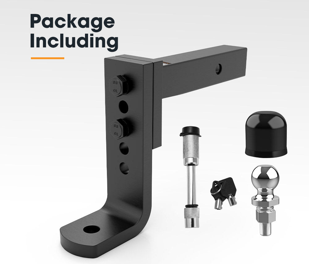 SAN HIMA Adjustable Towbar drop Tow Bar Ball Mount Tongue 2" Hitch Trailer 6000LBS 4WD Car