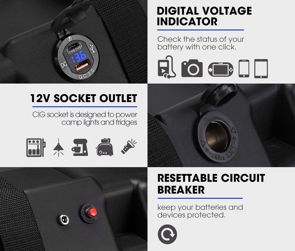 Atem Power 100AH 12V LiFePO4 Lithium Iron Phosphate Battery + 12V Battery Box