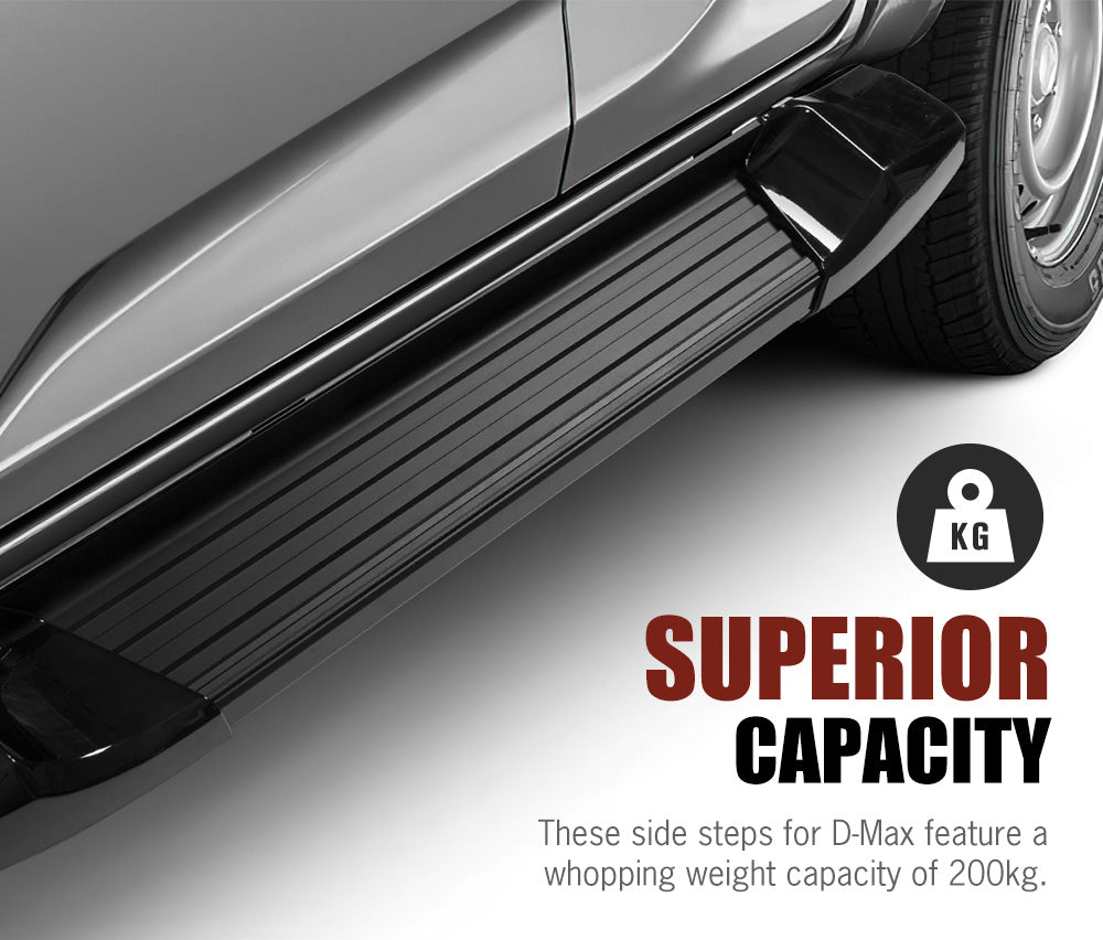 SAN HIMA Pair Side Steps Running Boards For Isuzu D-max Single Cab 2012- 2020 Black