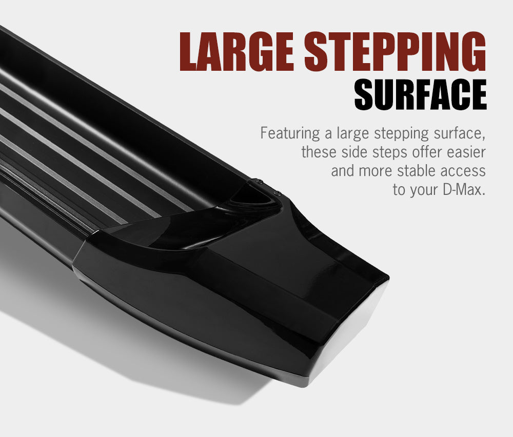 SAN HIMA Pair Side Steps Running Boards For Isuzu D-max Single Cab 2012- 2020 Black