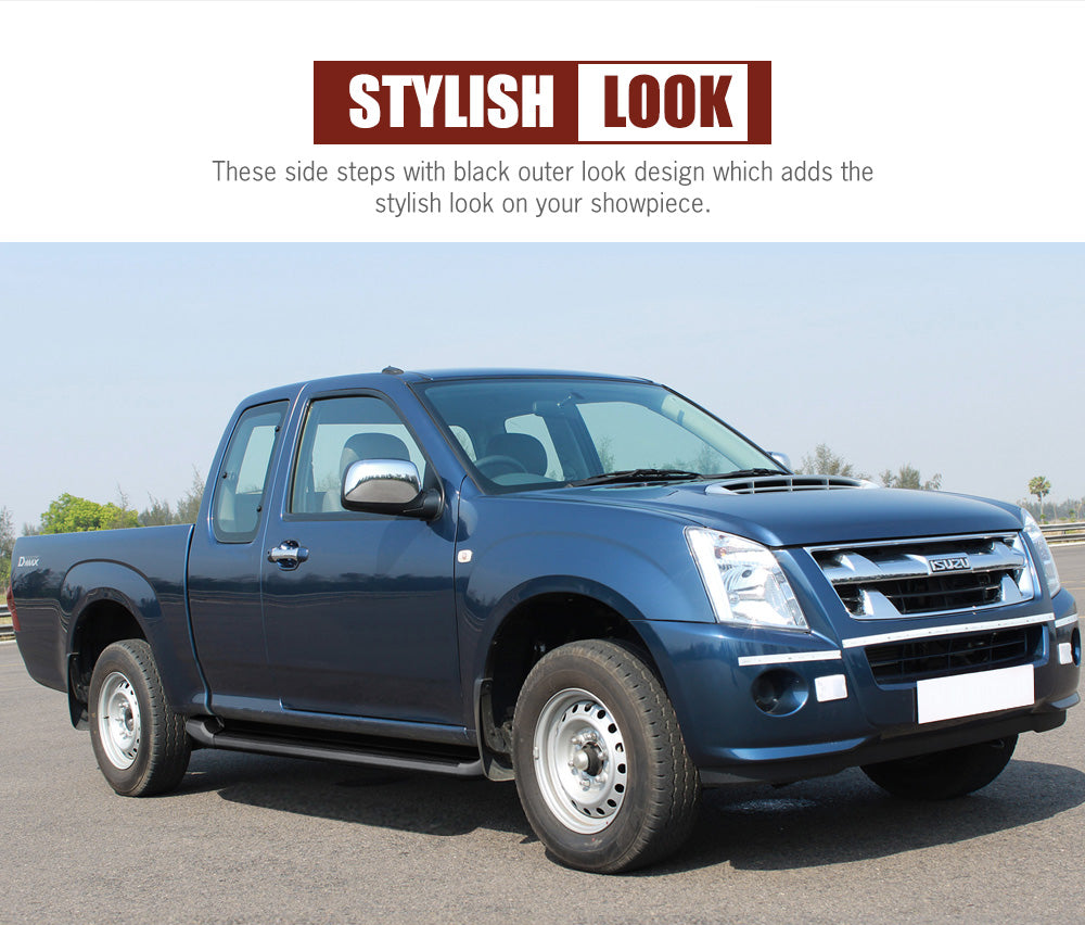 SAN HIMA Pair Side Steps Running Boards For Isuzu D-max Single Cab 2012- 2020 Black