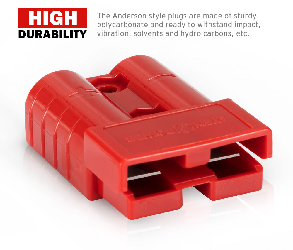 Atem Power 50Pcs Red Anderson Style Plug Connectors 50 AMP 6AWG DC Power 12-24V