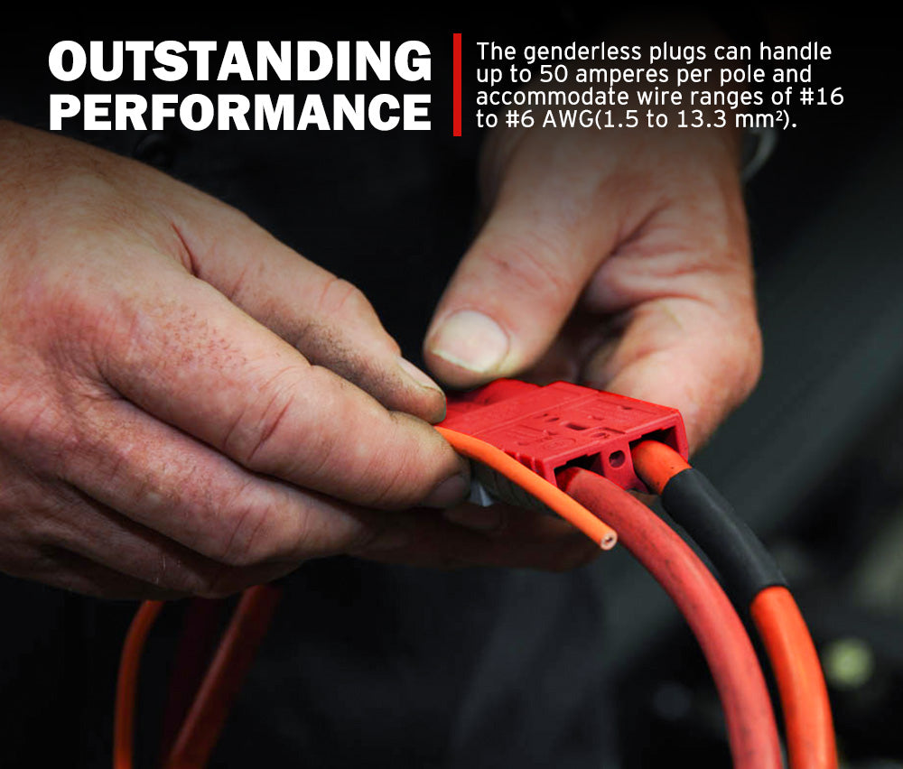 Atem Power 50Pcs Red Anderson Style Plug Connectors 50 AMP 6AWG DC Power 12-24V