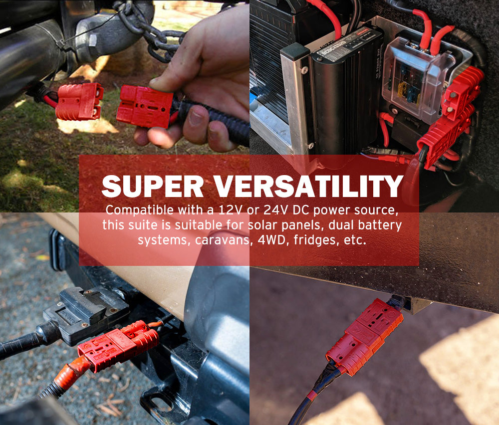 Atem Power 50Pcs Red Anderson Style Plug Connectors 50 AMP 6AWG DC Power 12-24V