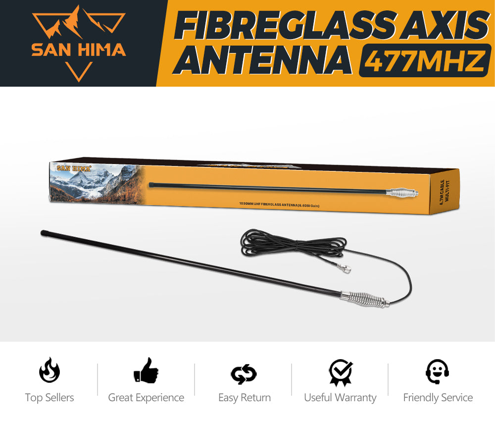 SAN HIMA 6.6DBI Black Heavy Duty Hi Gain Antenna For Uhf Cb Radio Bull Bar Fiberglass