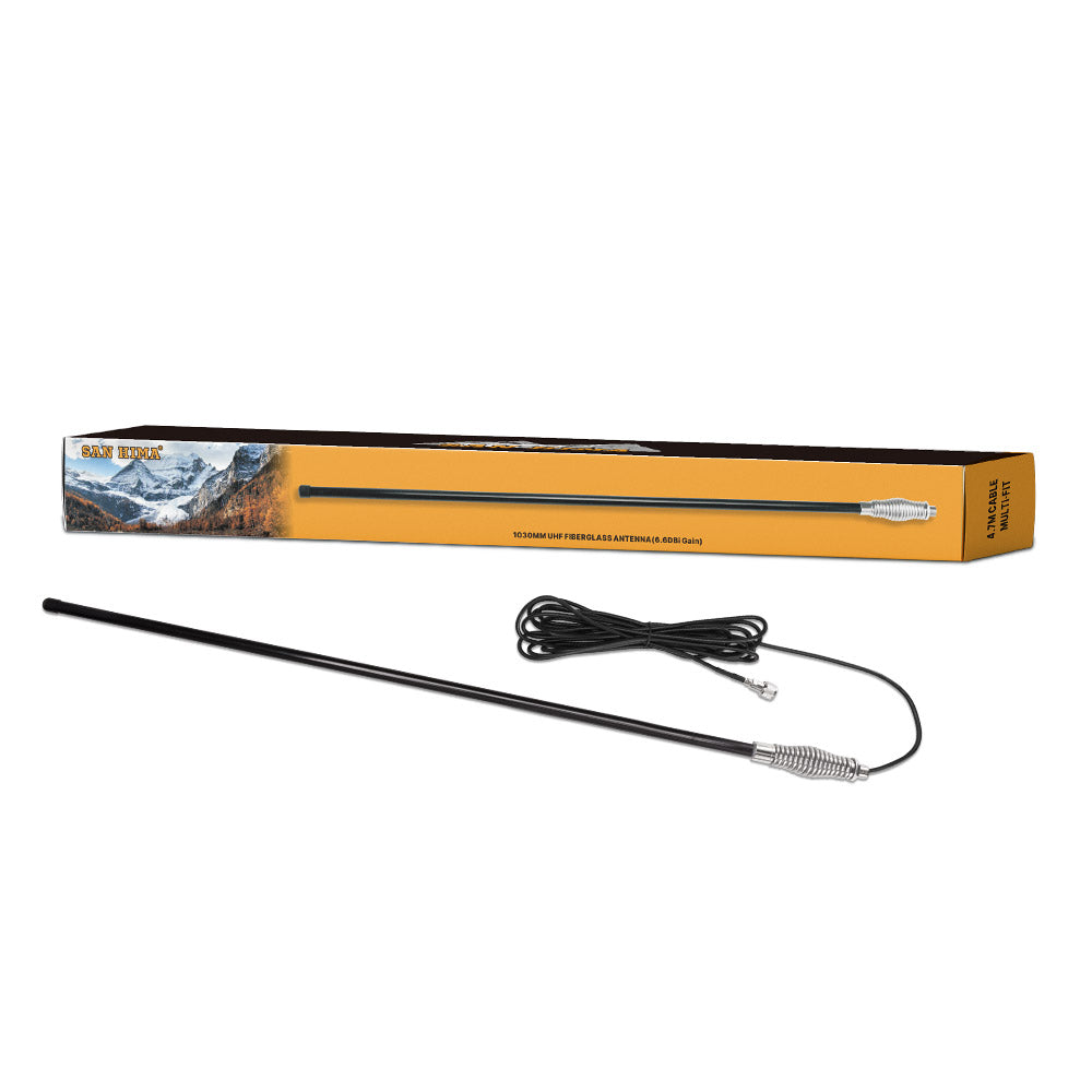 SAN HIMA 6.6DBI Black Heavy Duty Hi Gain Antenna For Uhf Cb Radio Bull Bar Fiberglass