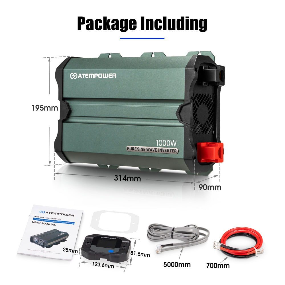 Atem Power 1000W/2000W Pure Sine Wave Inverter 12V to 240V Remote Control Boat