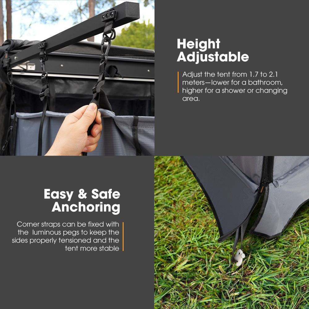 San Hima Shower Tent Awning Fold-Out Instant Ensuite Built-in LED Camping Change