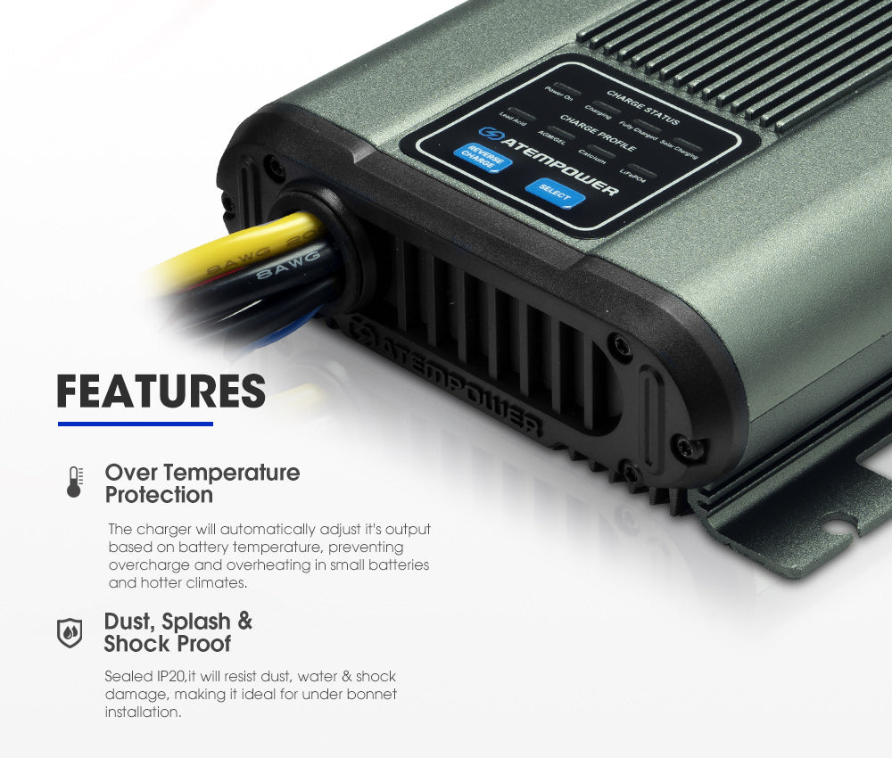 Atem Power 12V DC to DC Dual Battery Charger RV Caravan 20A 40A Battery Maintainer