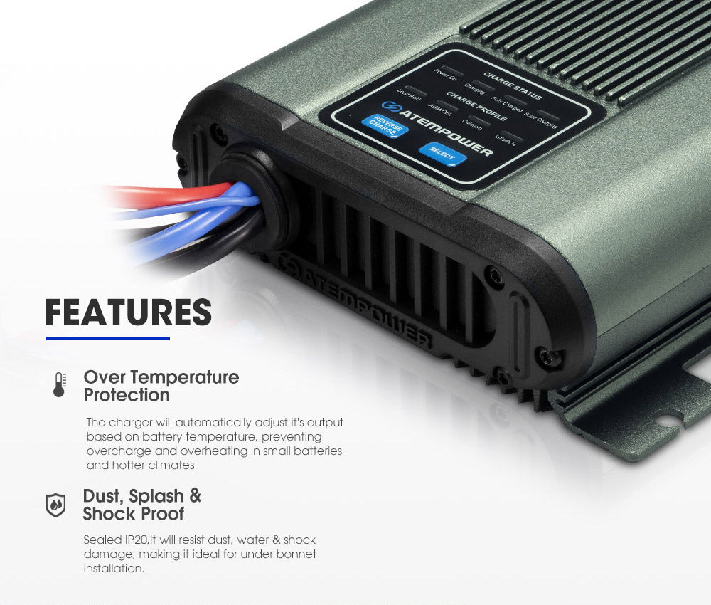 ATEM POWER 12V 40A DC to DC Battery Charger MPPT Dual Battery Lithium LifePO4 AGM