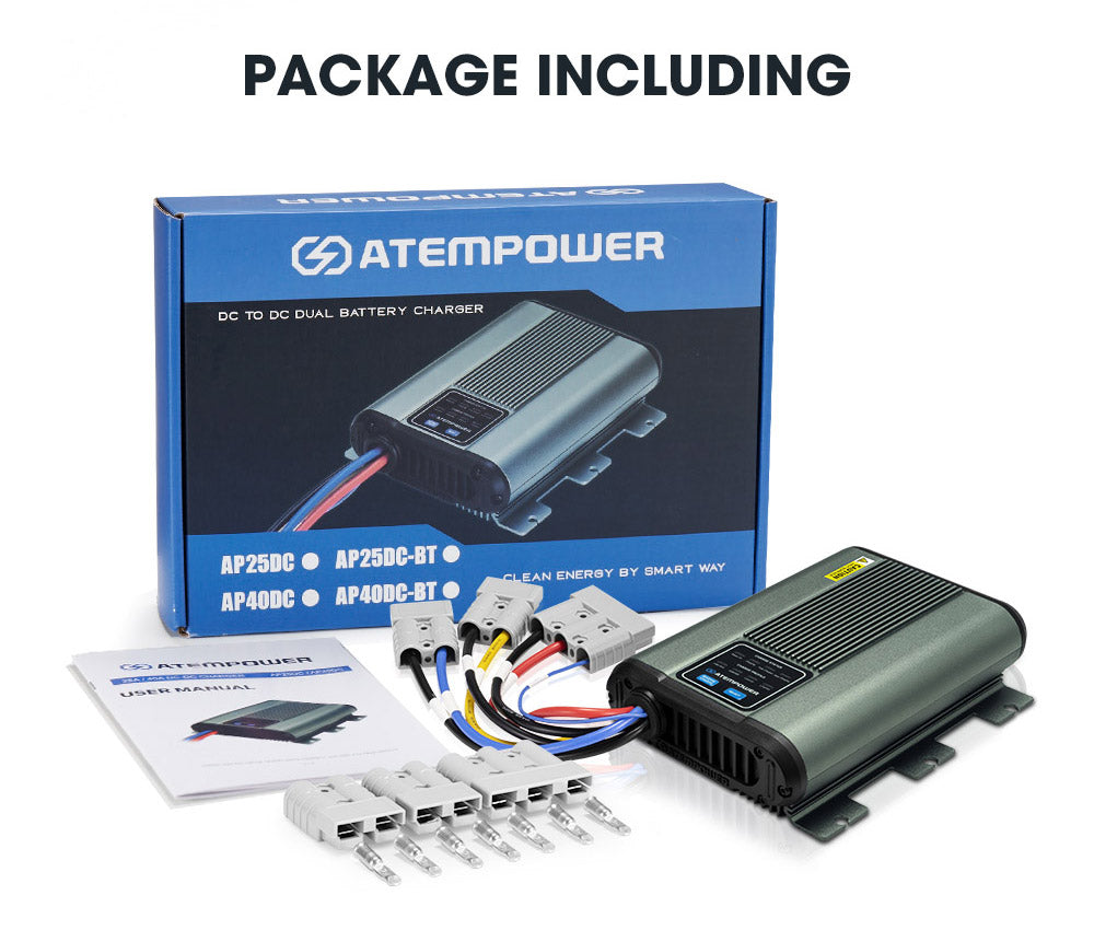 ATEM POWER 12V 40A DC to DC Battery Charger MPPT Dual Battery Lithium LifePO4 AGM