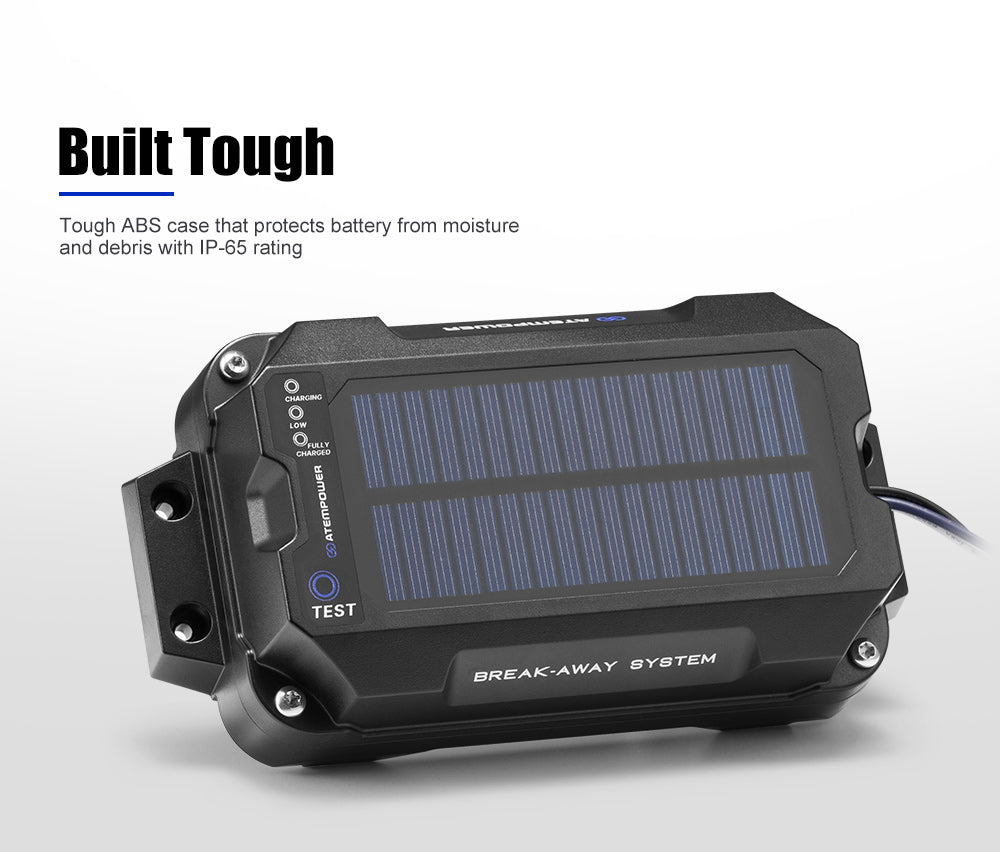 ATEM POWER Break Away System with Battery& Switch Solar Trailer Electric Brake