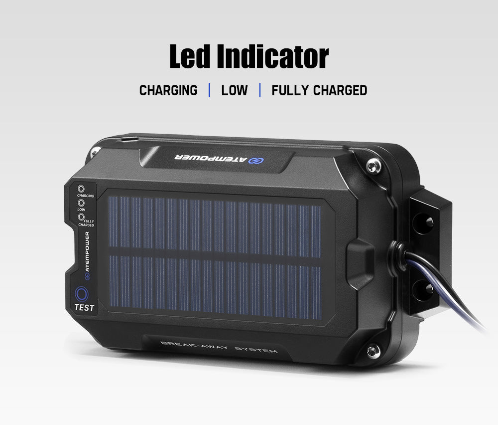 ATEM POWER Break Away System with Battery& Switch Solar Trailer Electric Brake