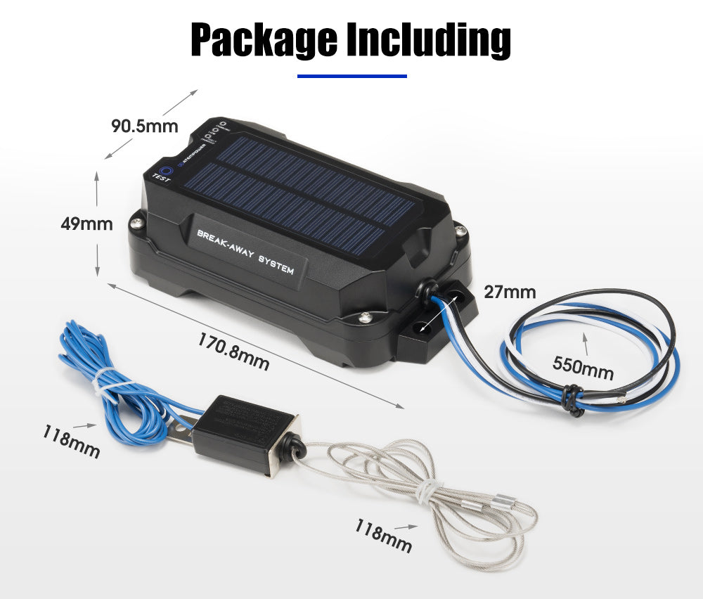 ATEM POWER Break Away System with Battery& Switch Solar Trailer Electric Brake