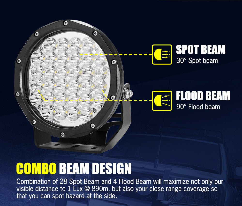 LIGHTFOX 7inch LED Driving Light Pair Spotlight Lamp Off Road 4WD SUV Truck