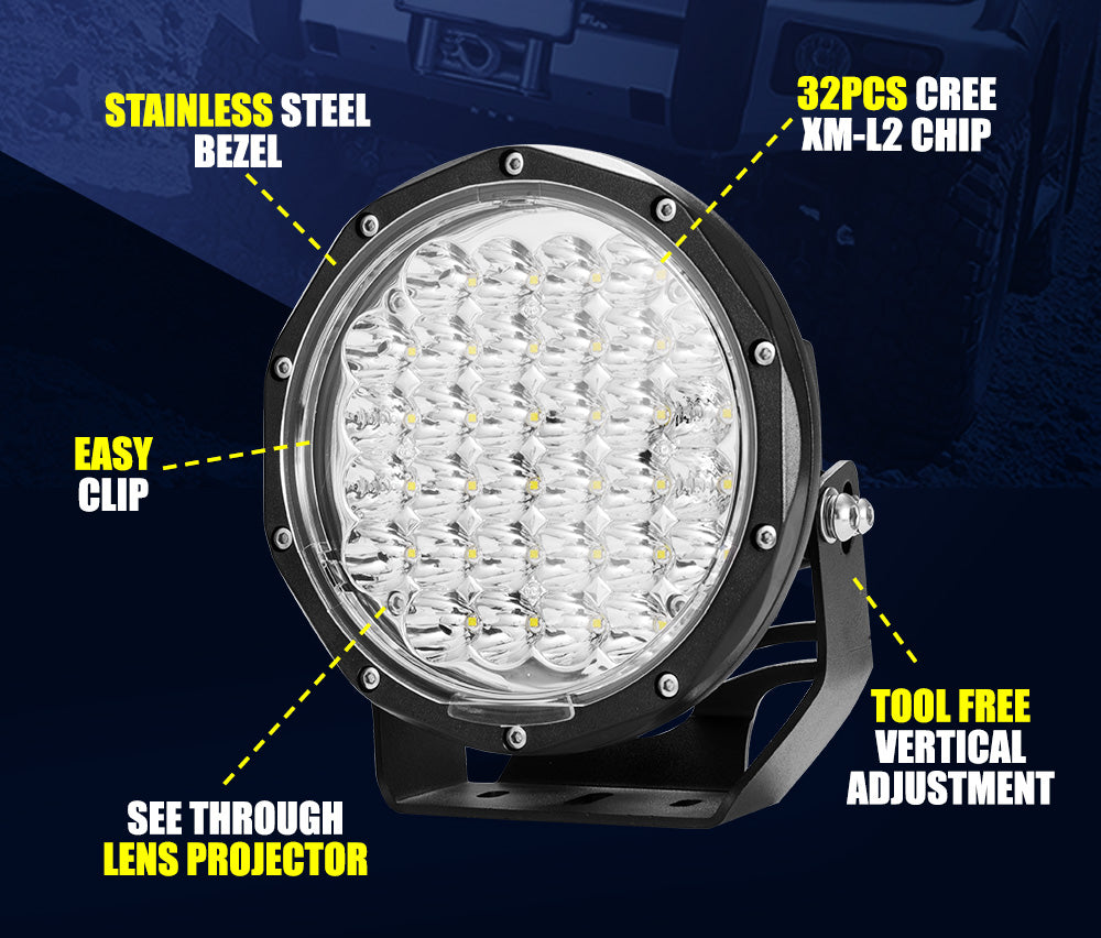 LIGHTFOX 7inch LED Driving Light Pair Spotlight Lamp Off Road 4WD SUV Truck