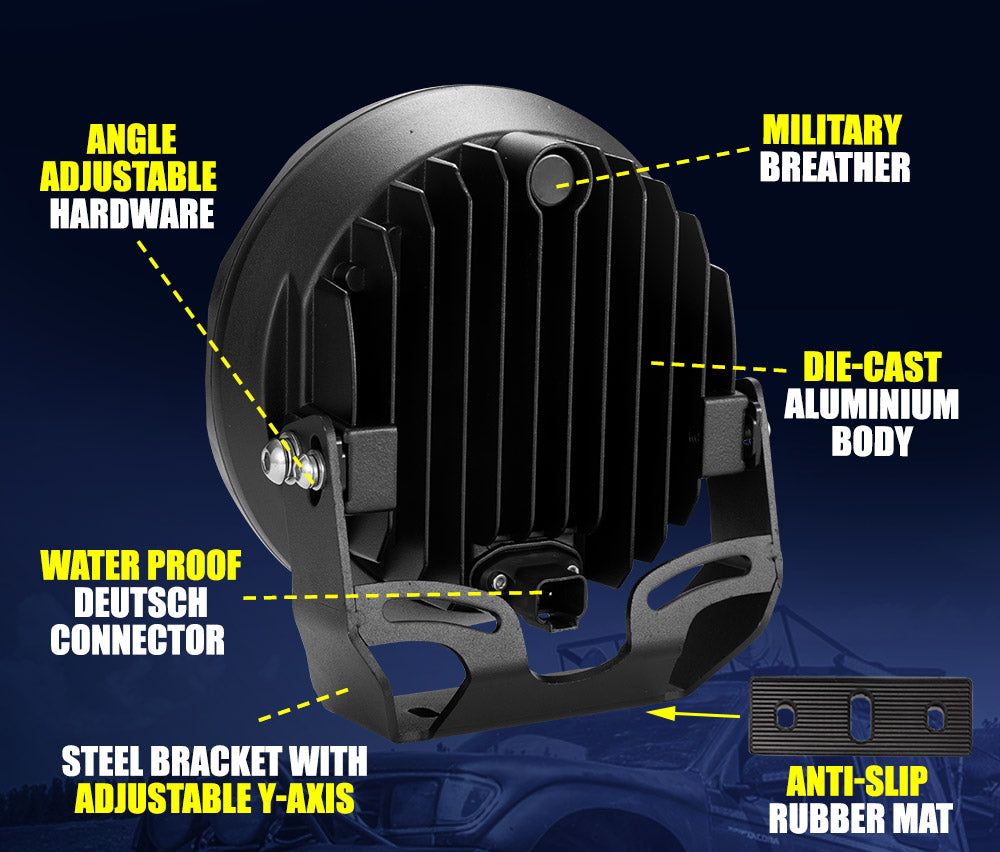 LIGHTFOX 7inch LED Driving Light Pair Spotlight Lamp Off Road 4WD SUV Truck