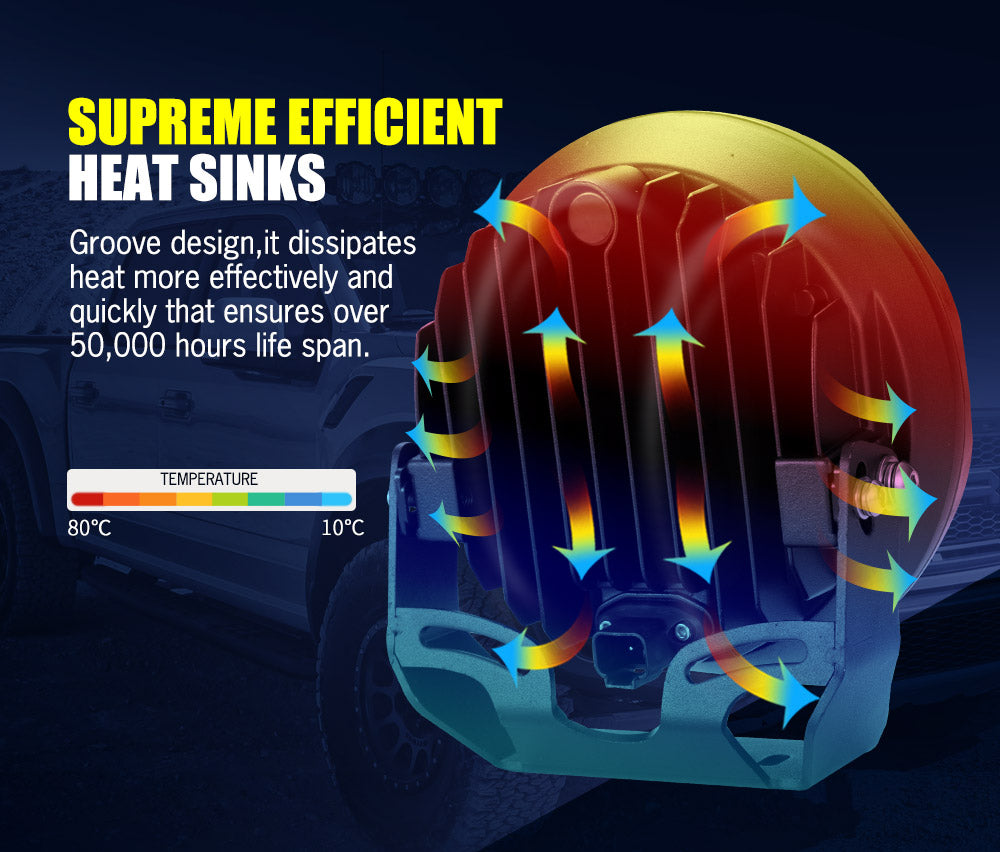 LIGHTFOX 7inch LED Driving Light Pair Spotlight Lamp Off Road 4WD SUV Truck