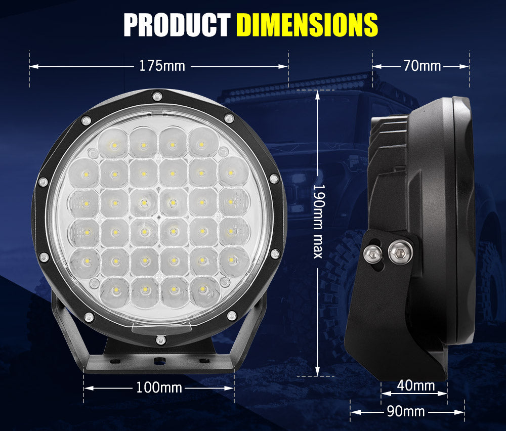 LIGHTFOX 7inch LED Driving Light Pair Spotlight Lamp Off Road 4WD SUV Truck