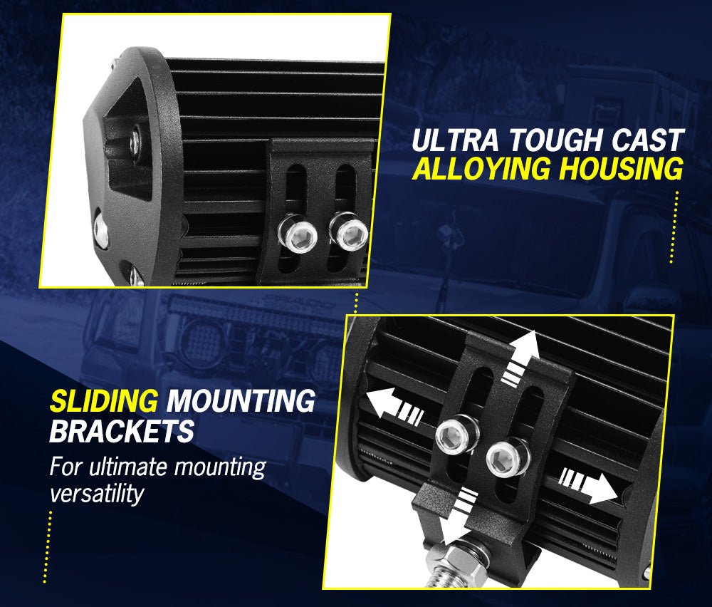 LIGHTFOX 8x 4inch 30W LED Work Light Bar Reverse Flood Beam Driving Offroad 4x4