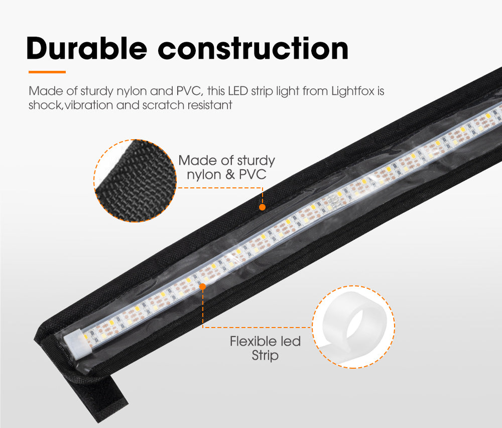 LIGHTFOX 2X 12V 1.3M LED Camping Light Flexible 2835 SMD Strip Caravan Boat Waterproof Amber