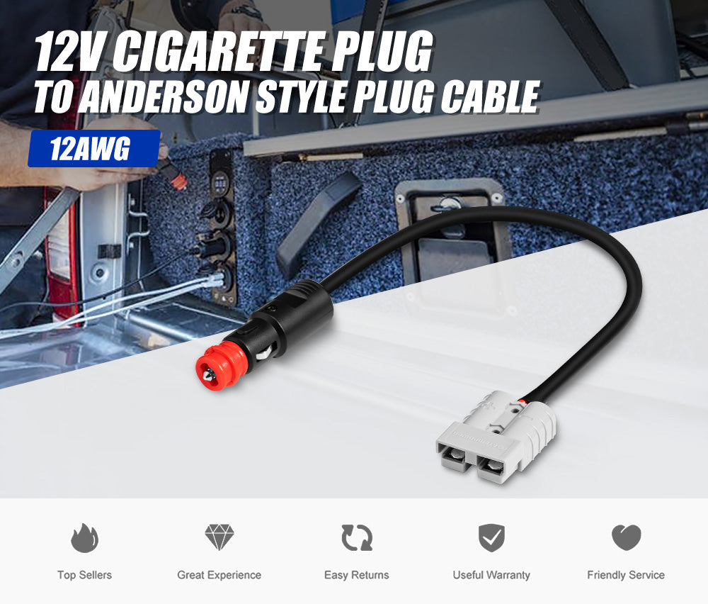 Atem Power 50A Anderson Style Plug To Cigarette Plug Socket Adapter Cable Lead