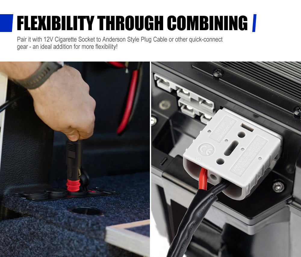 Atem Power 50A Anderson Style Plug To Cigarette Plug Socket Adapter Cable Lead