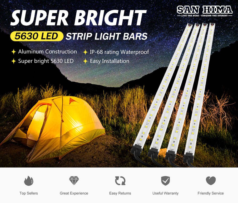 ATEM POWER 4x Camping LED Light Strip Bar Aluminium Waterproof Tent Boat Caravan 4x4 12V