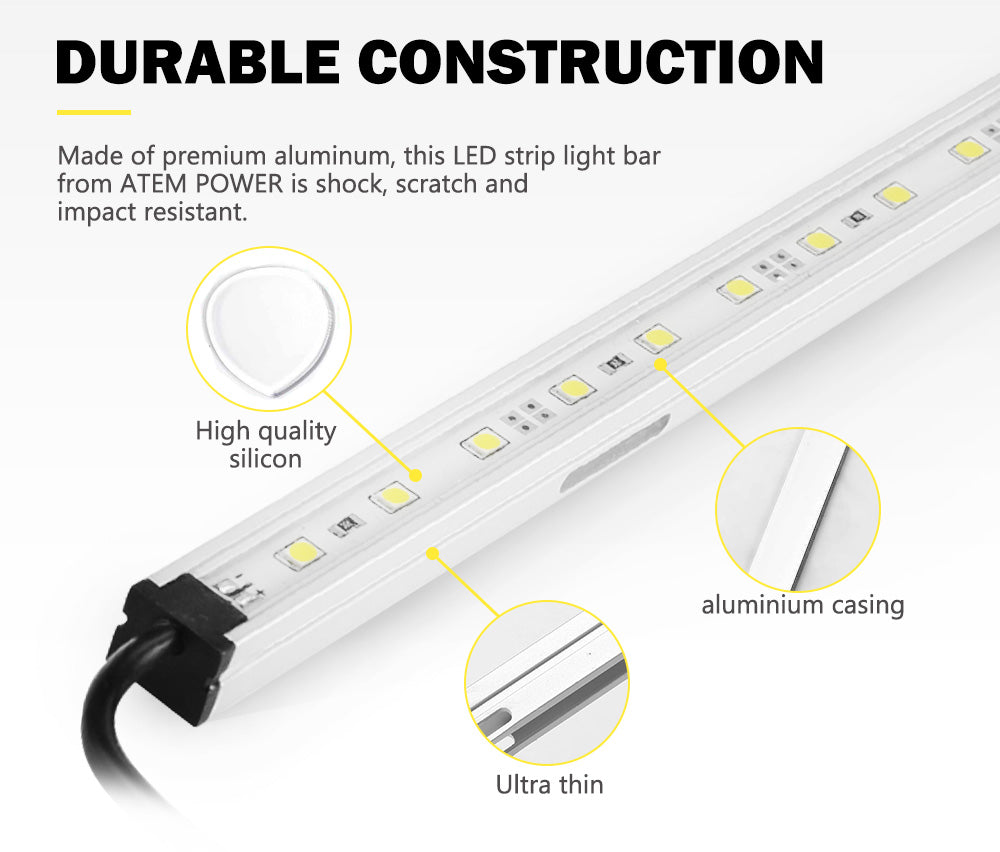 ATEM POWER 4x Camping LED Light Strip Bar Aluminium Waterproof Tent Boat Caravan 4x4 12V