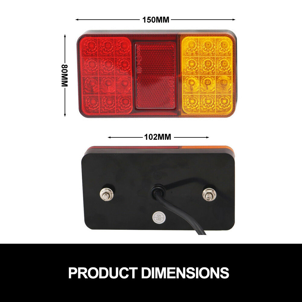 LIGHTFOX Pair LED Trailer Lights Stop Brake Indicator Tail Lamp 12V Truck UTE Caravan
