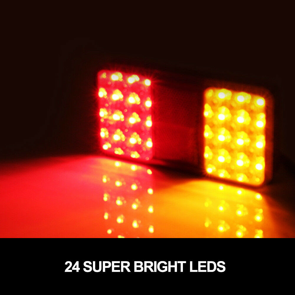 LIGHTFOX Pair LED Trailer Lights Stop Brake Indicator Tail Lamp 12V Truck UTE Caravan