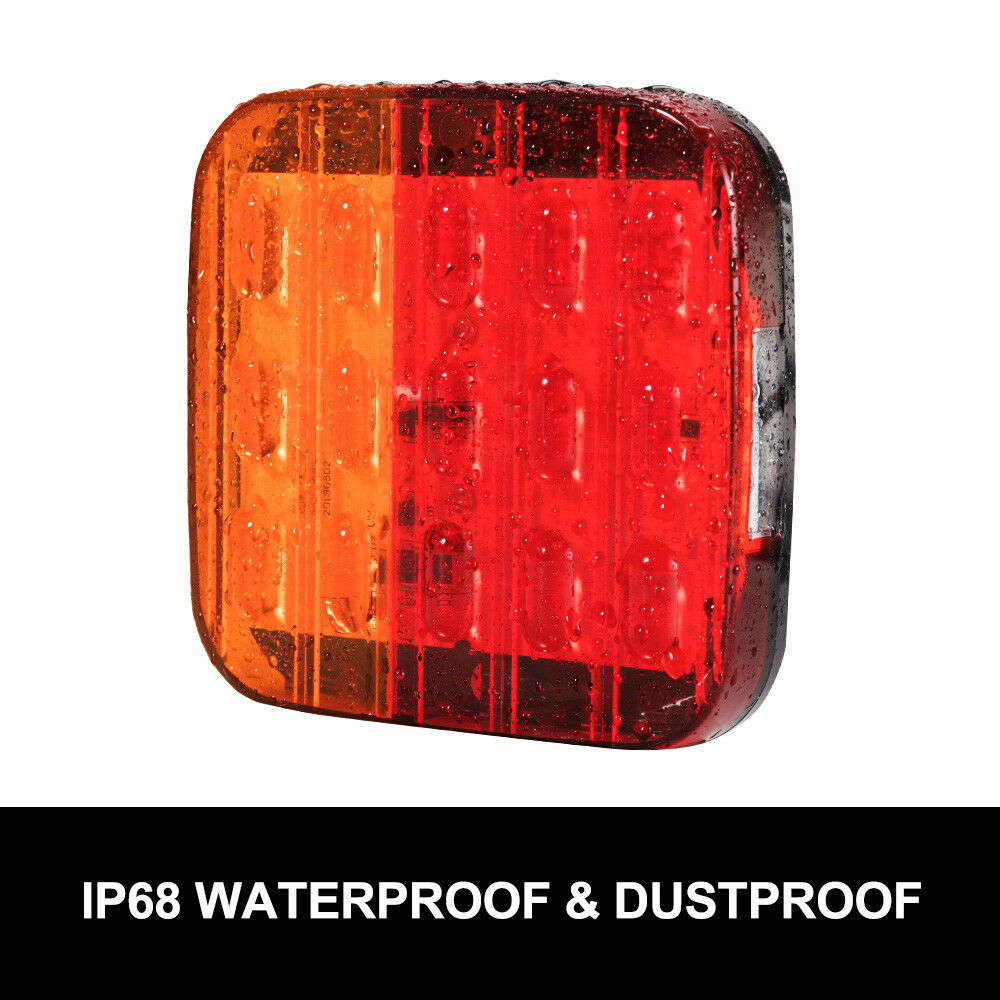 Fieryred Pair Square LED Trailer Tail Lights Number Plate Light