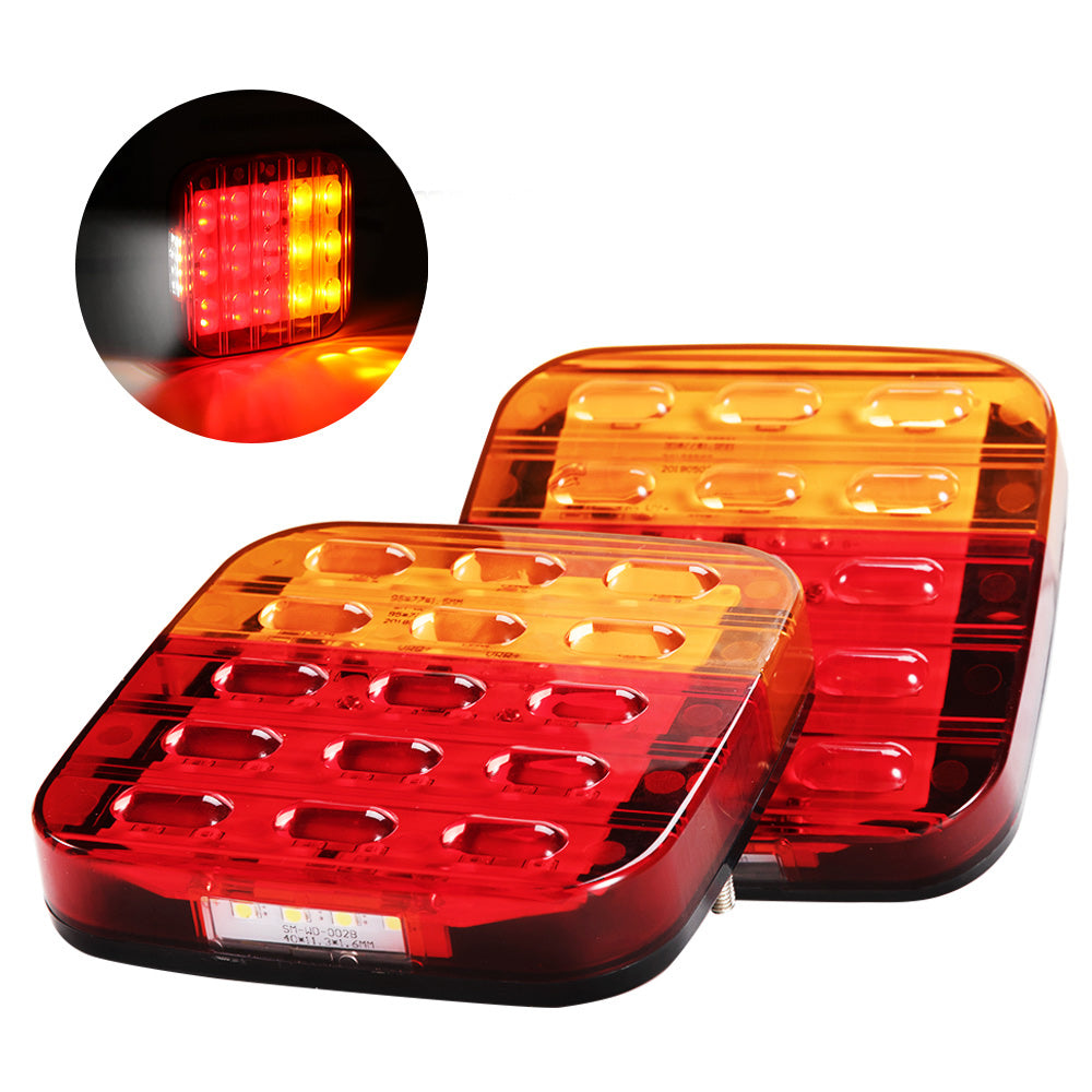 Fieryred Pair Square LED Trailer Tail Lights Number Plate Light