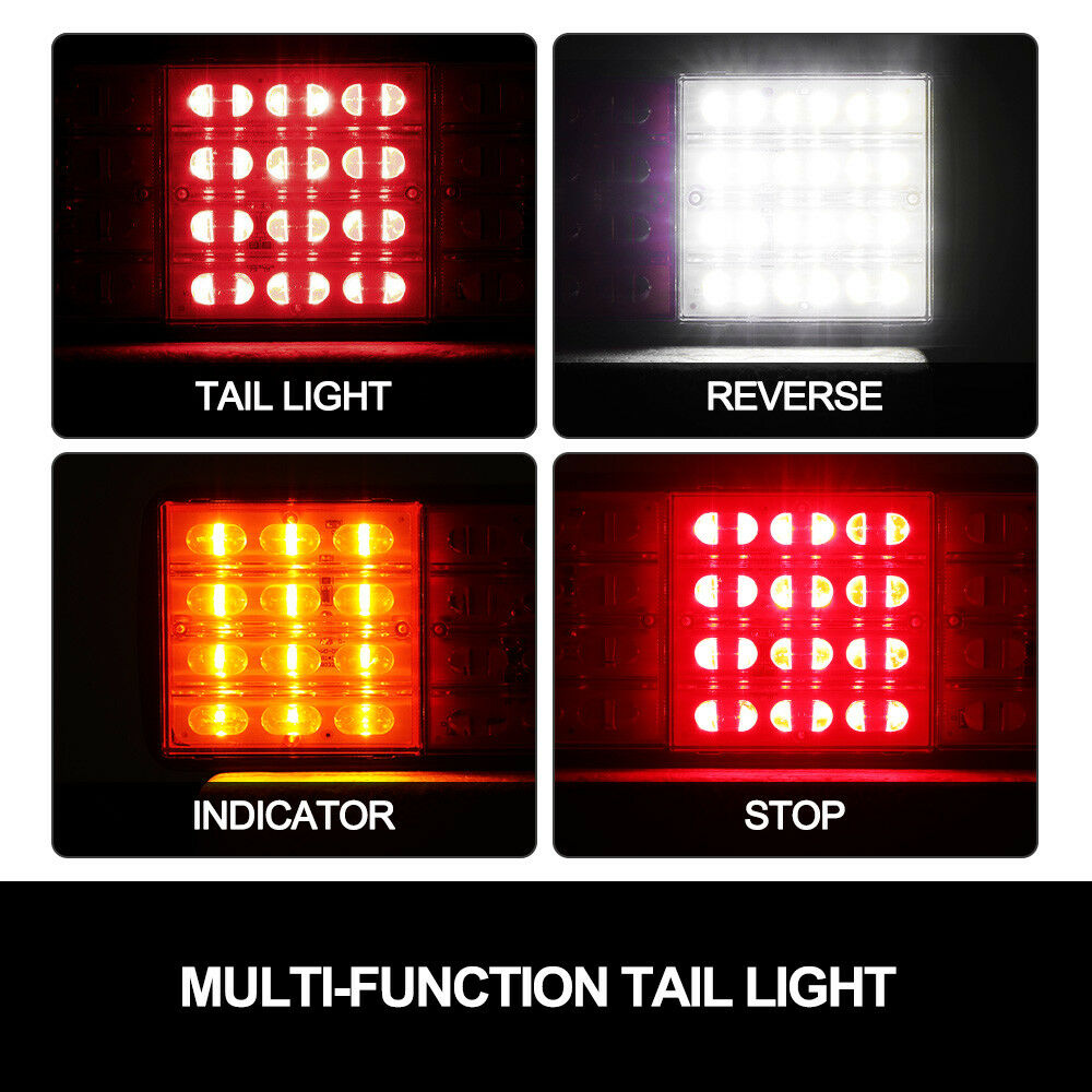 Pair LED Tail Lights Stop Indicator Reverse Lamp 12V Trailer Truck Ute 120LED