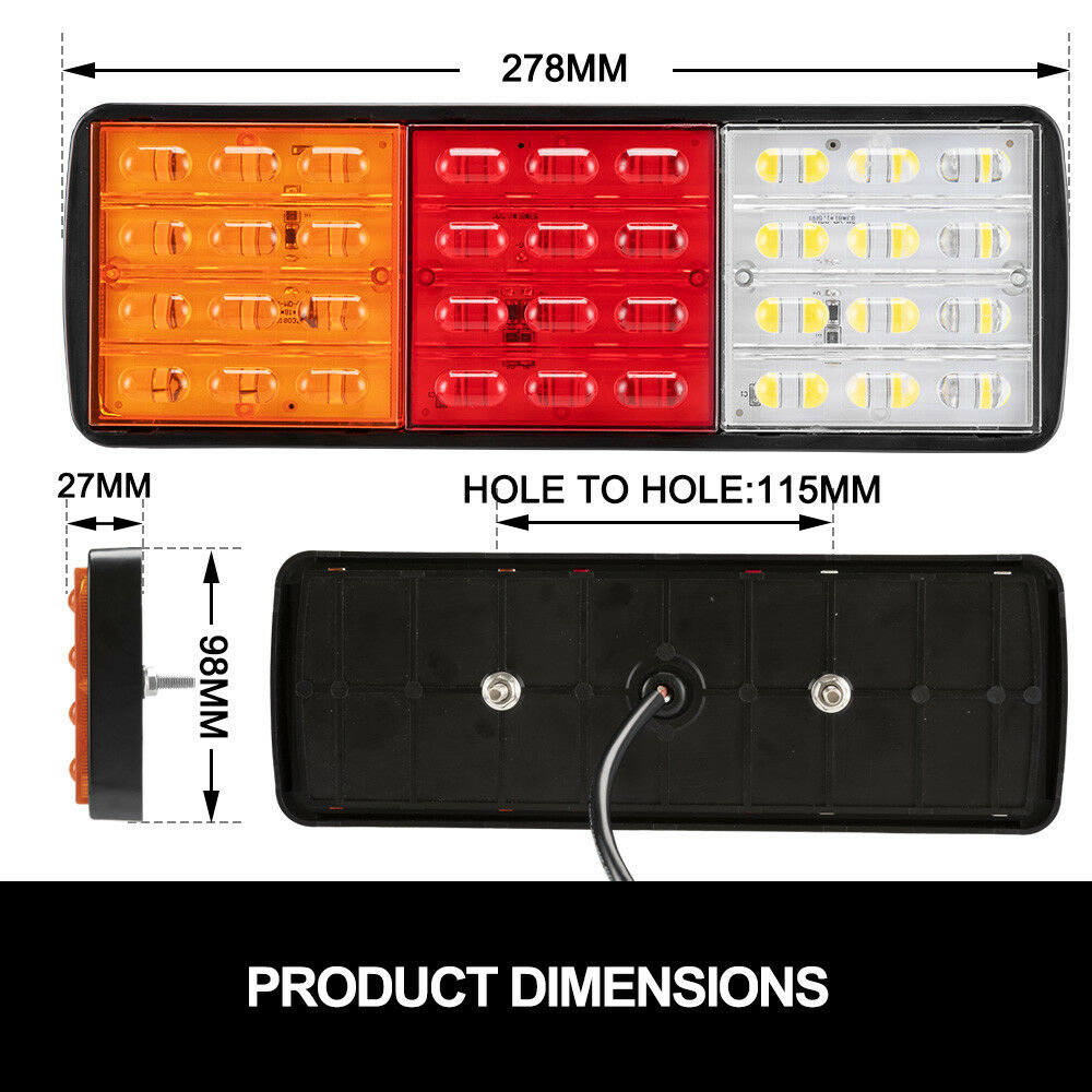 Pair LED Tail Lights Stop Indicator Reverse Lamp 12V Trailer Truck Ute 120LED
