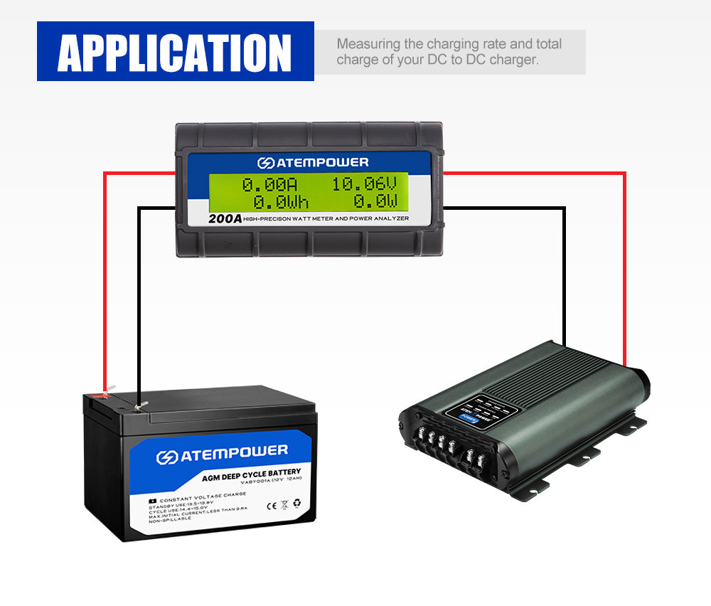 ATEM POWER 200AMP 12V Digital Volt Watt Meter