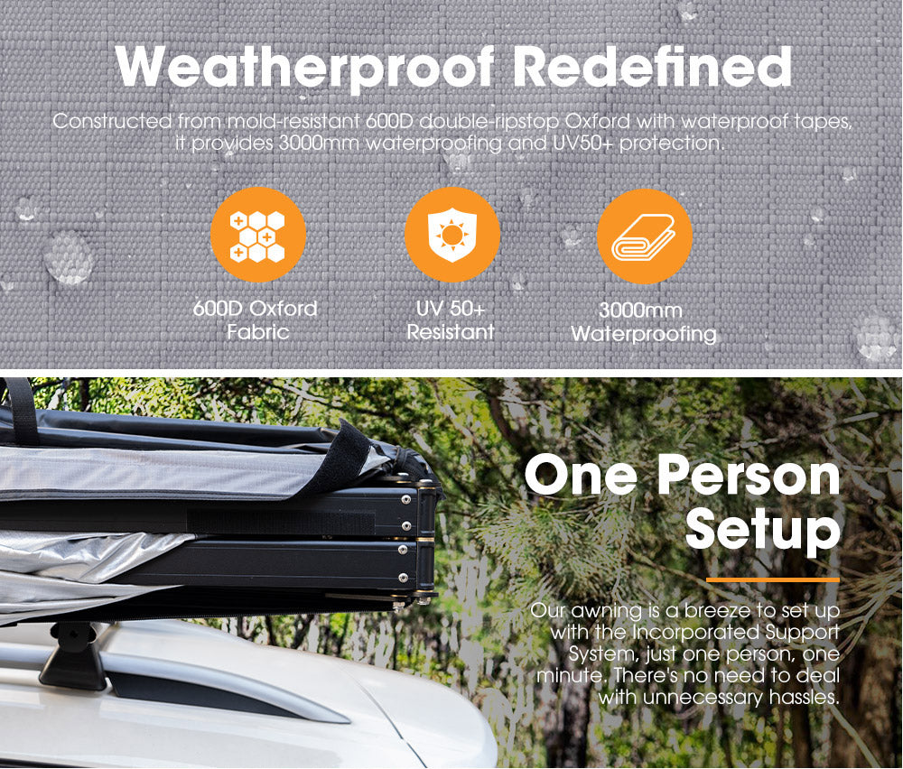 San Hima 270 Degree Free-Standing Awning 600D Double-Ripstop Oxford UPF50+ 4X4