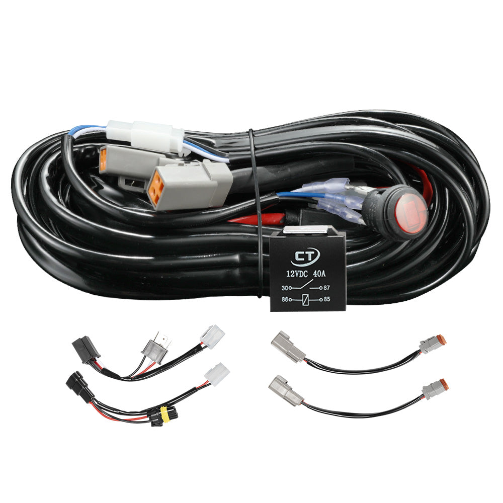 LIGHTFOX Dual Connector Plug & Play Smart harness High Beam Driving Light Wiring Harness
